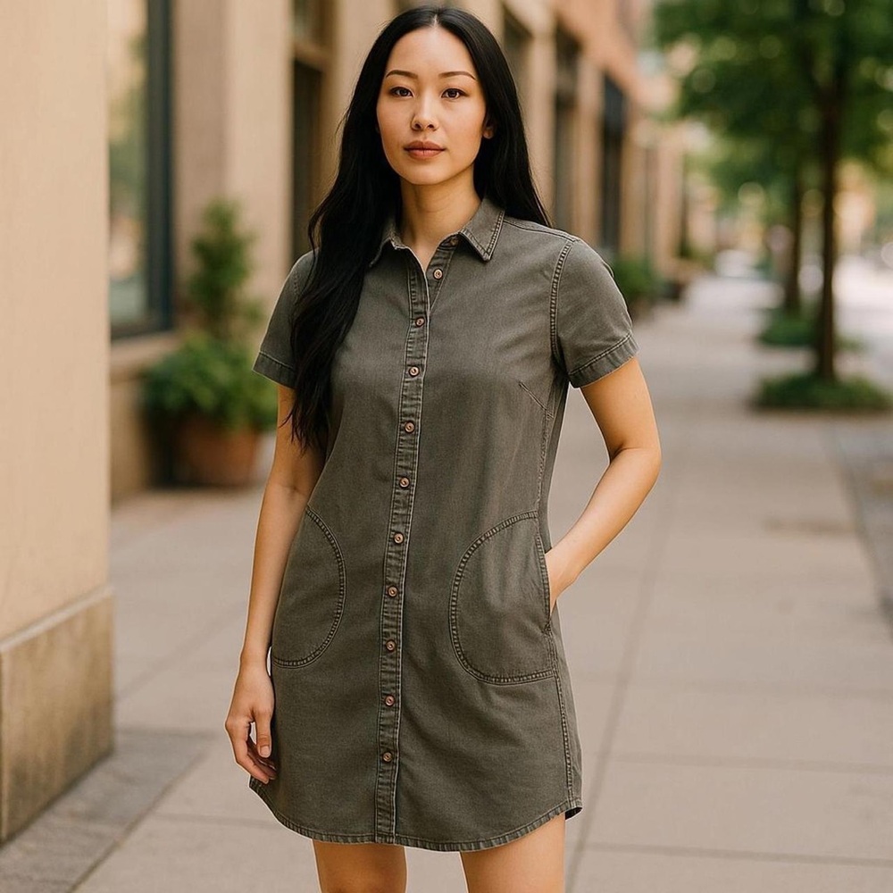 Lucky Brand Gray Denim Mini Dress